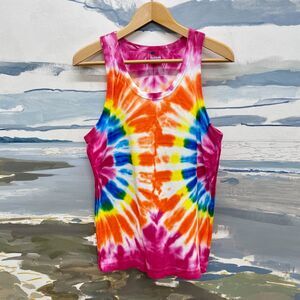 VTG Tie Dye Tank Top XL Womens Tank Top Cotton  XL Tie Dye Tank Top USA MDM XL